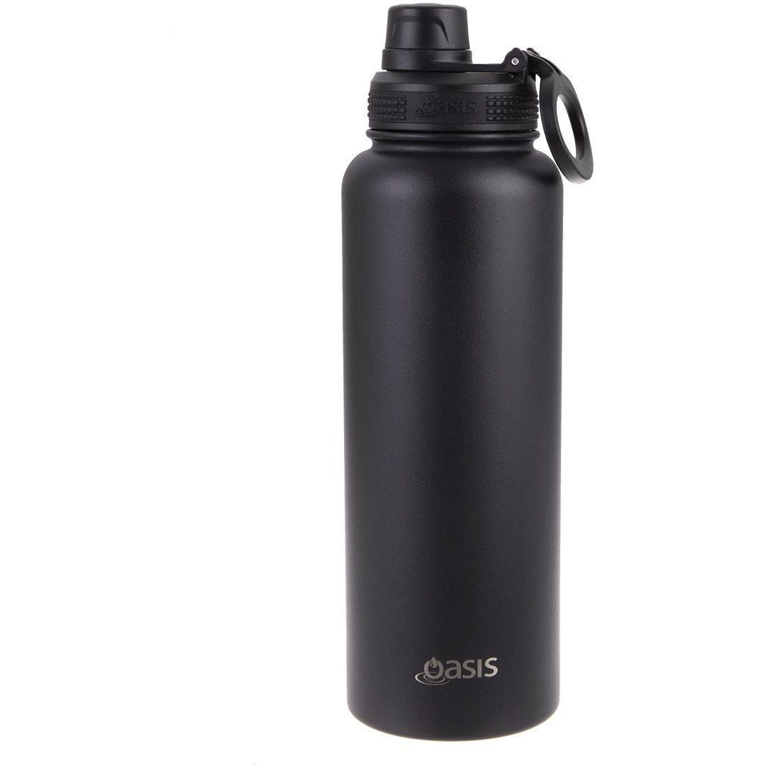 Oasis Insulated Challenger Bottle with Screw Cap 1.1L Black