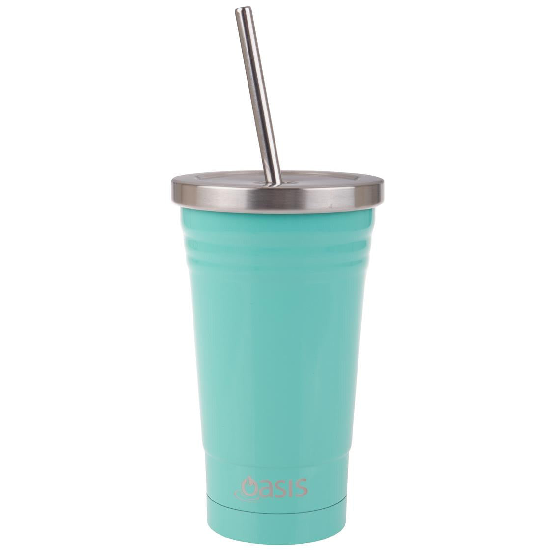 Oasis S/S Double Wall Insulated Smoothie Tumbler With Straw - Spearmint