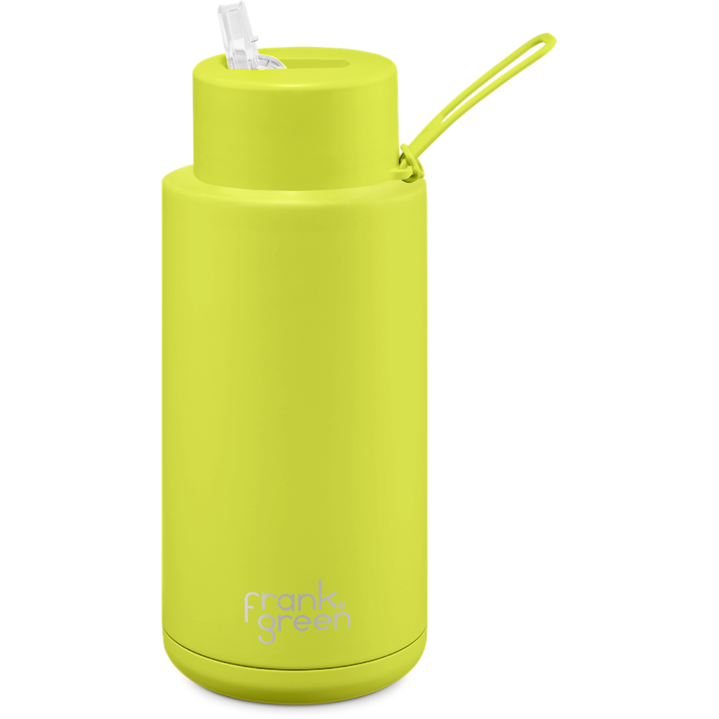 Frank Green Ultimate Ceramic Reusable Drink Bottle with Straw 34oz - Neon Yellow