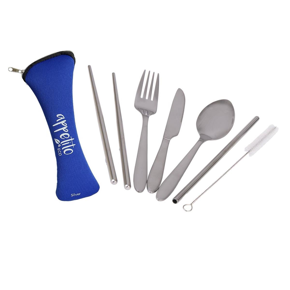 Appetito Stainless Steel Travellers Cutlery Set - 6 Piece Set