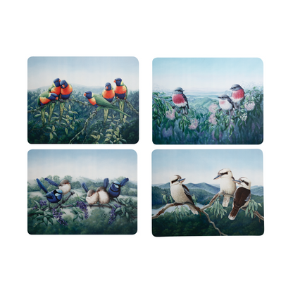 Product image of Maxwell & Williams Birds of Australia KC 10yr Anniversary Cork Back Placemat 34x26.5cm Set of 4 Assorted Gift Boxed