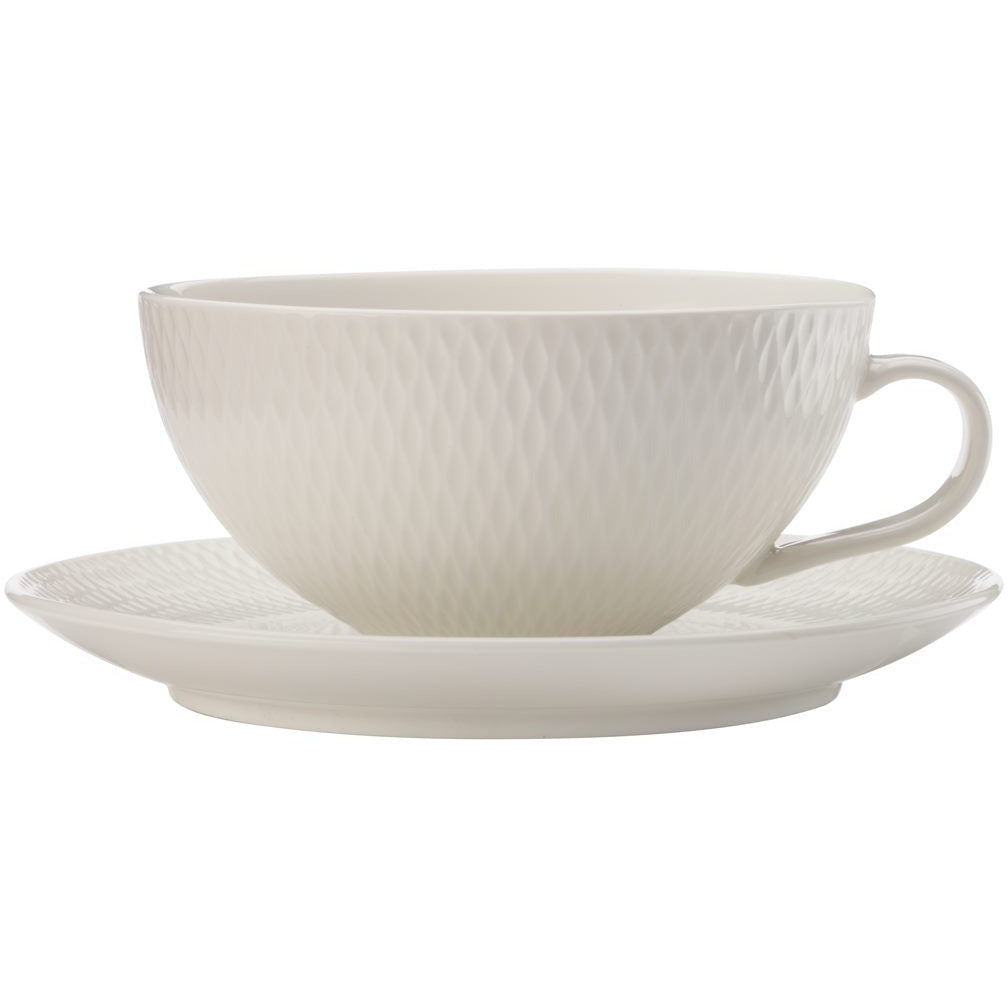 Maxwell & Willams White Basics Diamonds Tea Cup & Saucer Low 250ml