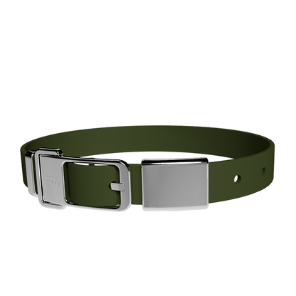 Frank Green Pet Collar + Name Tag Large - Collar: Khaki