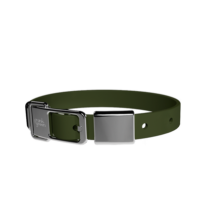 Frank Green Pet Collar + Name Tag Medium - Collar: Khaki