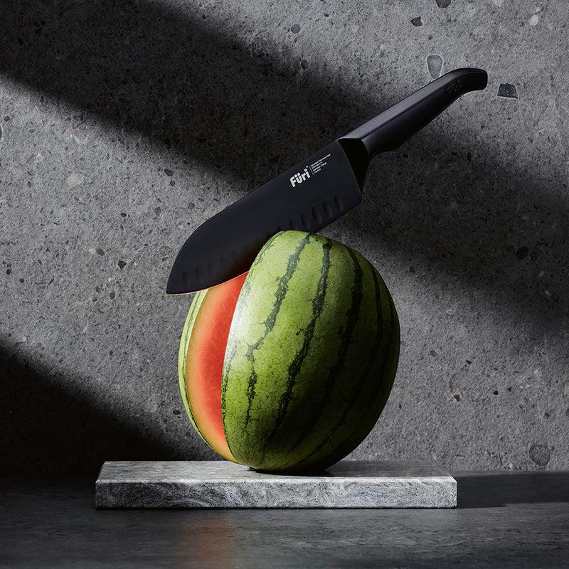 Furi Pro Jet Black East/West Santoku Knife 17cm