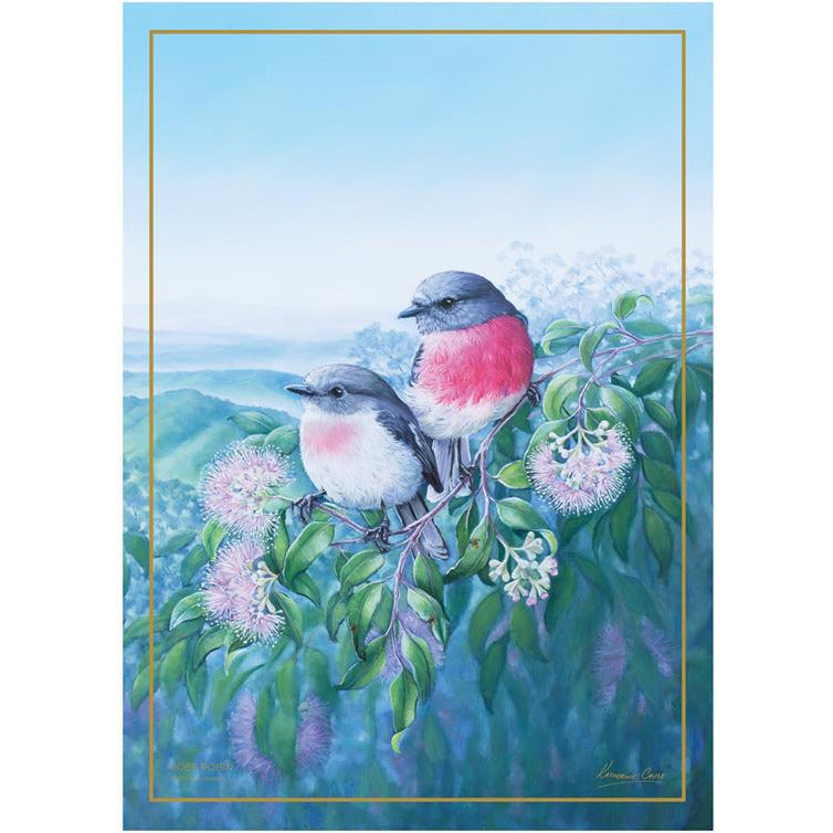 Maxwell & Williams Birds Of Australia Anniversary Tea Towel - Rose Robin