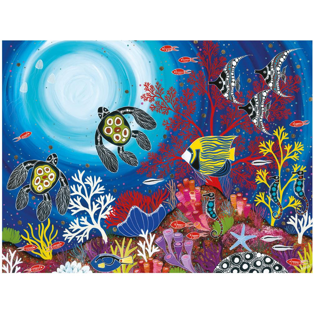 Melanie Hava Jugaig-Bana-Wabu Tea Towel 50X70cm Reef Wonderland