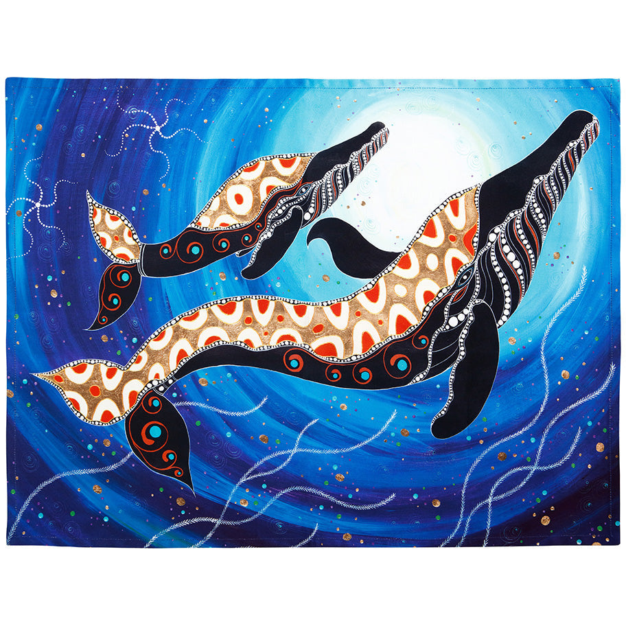 Melanie Hava Journeys Tea Towel 50x70cm Whales | Maxwell and