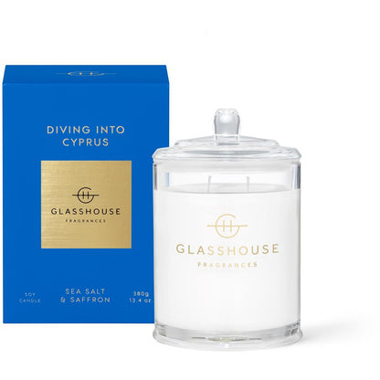 Glasshouse Diving Into Cyprus - Sea Salt And Saffron 380g Triple Scetned Candle