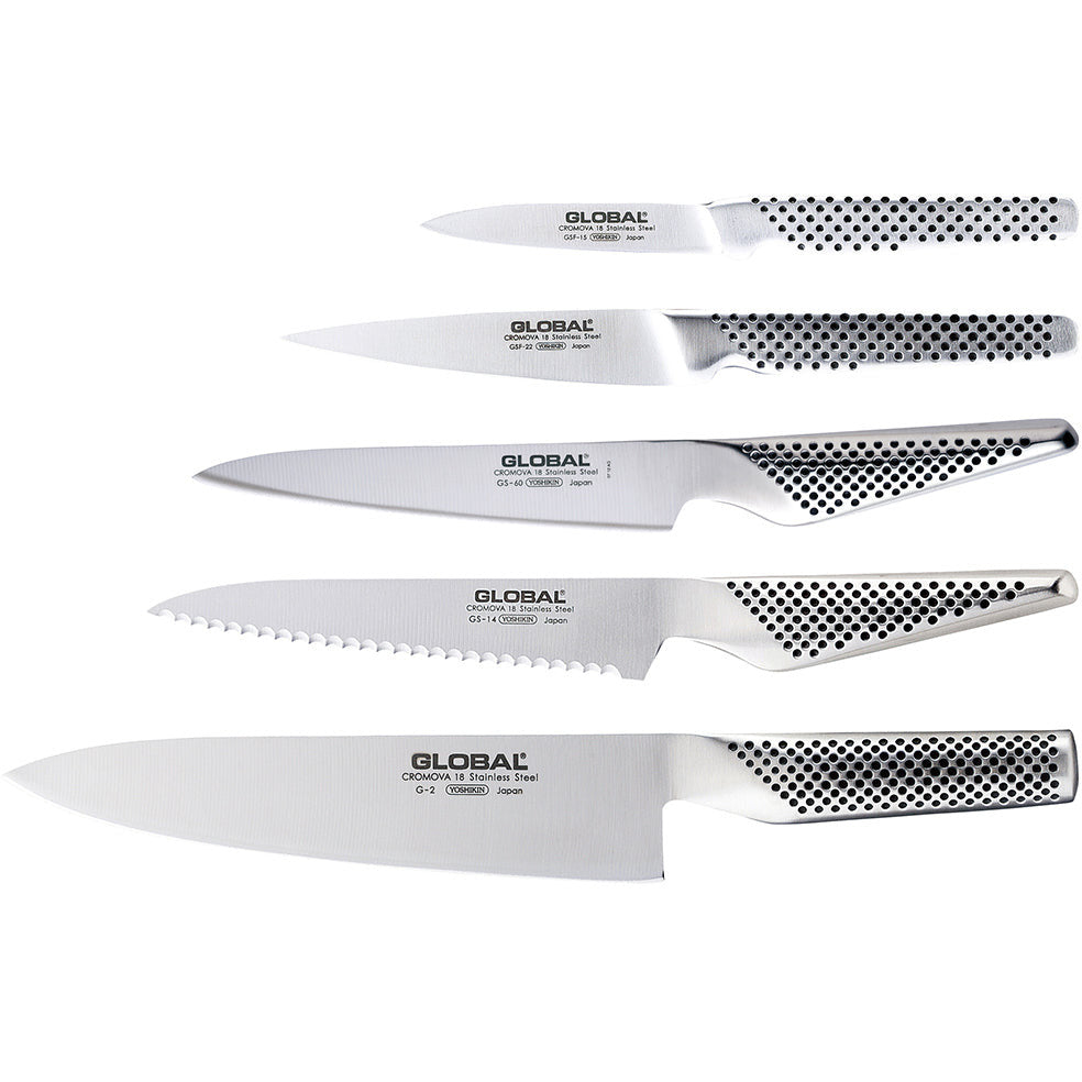 Global Katana 6 Piece Knife Block - Walnut