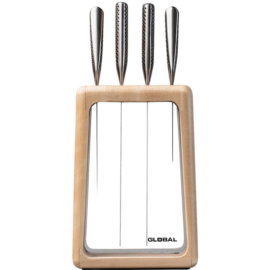 Global Hashira 5 Piece Knife Block - Maple