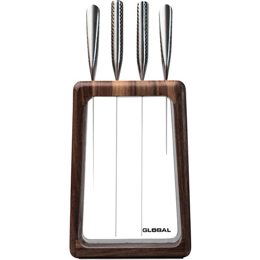 Global Hashira 5 Piece Knife Block - Walnut