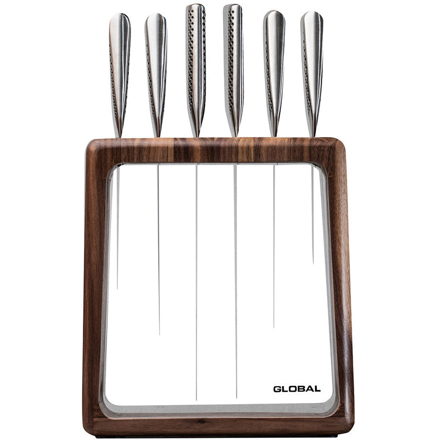 Global Hashira 7 Piece Knife Block - Walnut