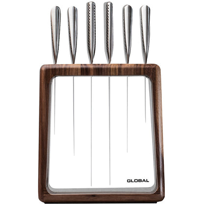 Global Hashira 7 Piece Knife Block - Walnut