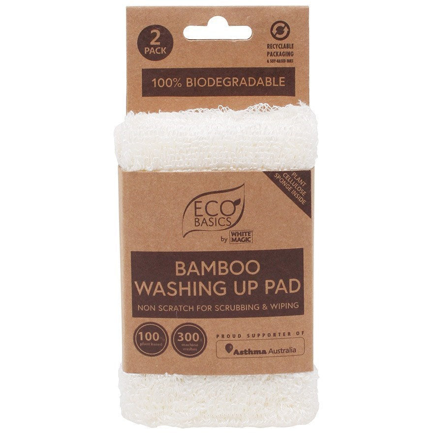 White Magic Eco Basics Bamboo Washing Up Pad 2 Pack