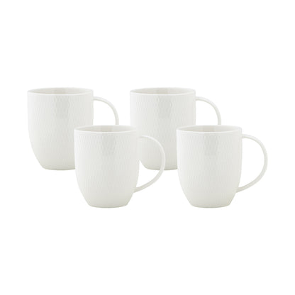Maxwell and Williams White Basics Diamonds Coupe Mug 370ML Set of 4 Gift Boxed