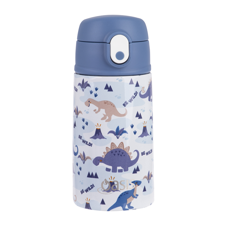 THERMOS FUNTAINER 12 Ounce Stainless Steel Vacuum Insulated Kids Straw  Bottle, Dinosaur Kingdom