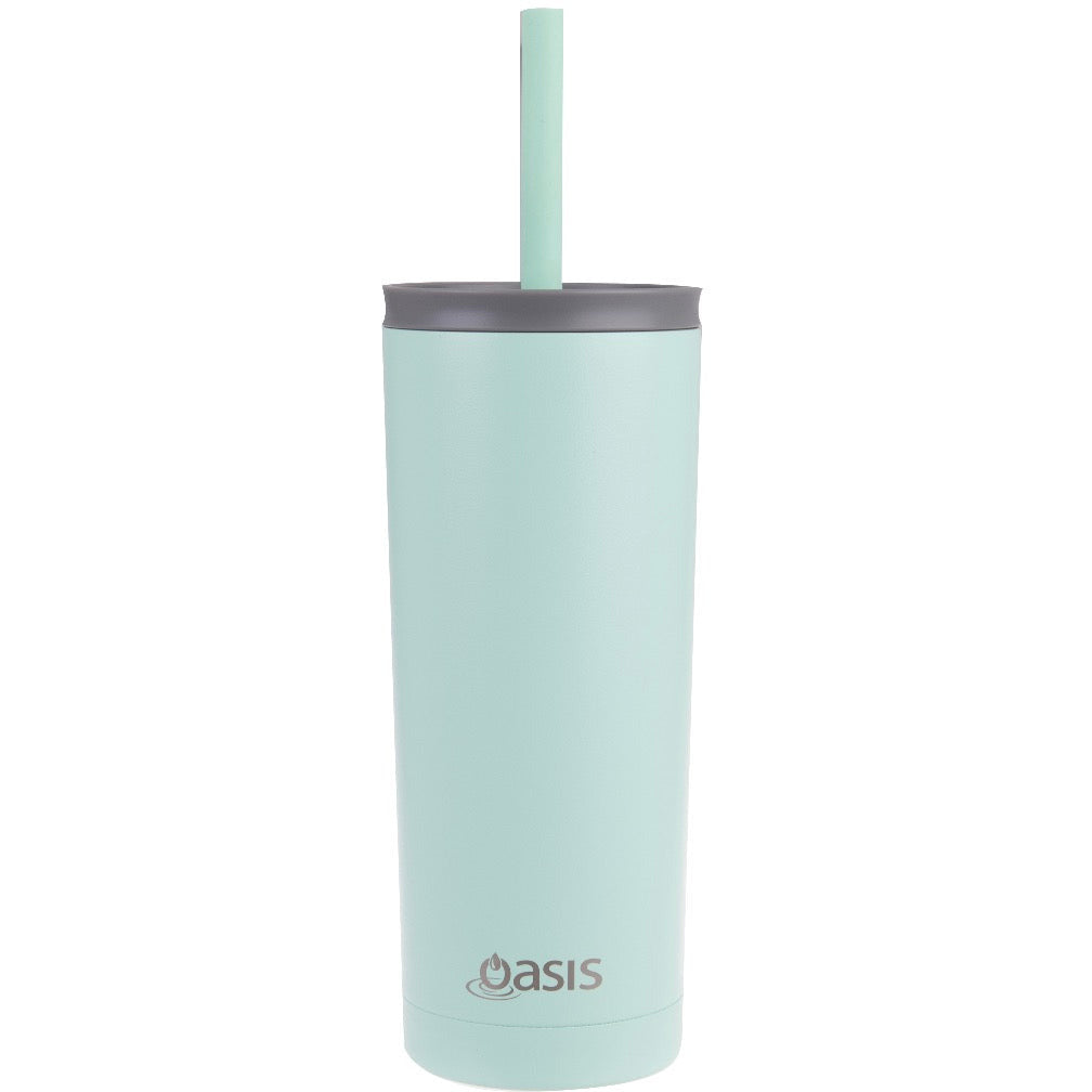 Oasis Insulated Smoothie Tumbler w/ Straw 500ml White