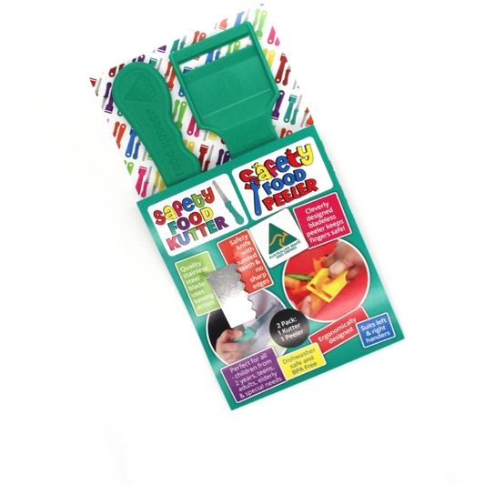 Kiddies Food Kutter Safety Food Kutter and Safety Food Peeler Twin Pack Green