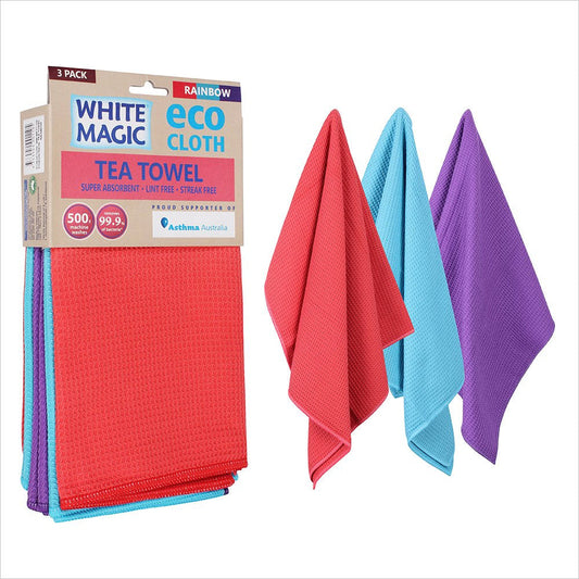 White Magic Eco Cloth Rainbow Tea Towel Set 3
