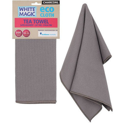 White Magic Tea Towel Single - Charcoal