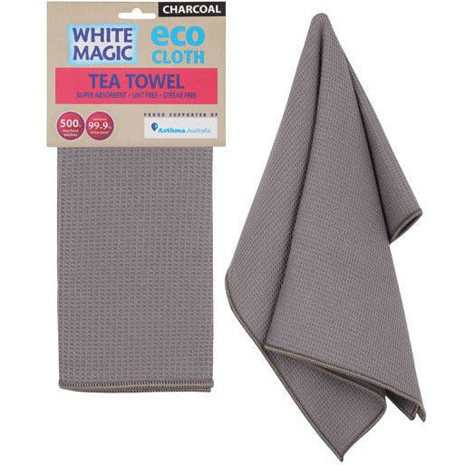 White Magic Tea Towel Single - Charcoal