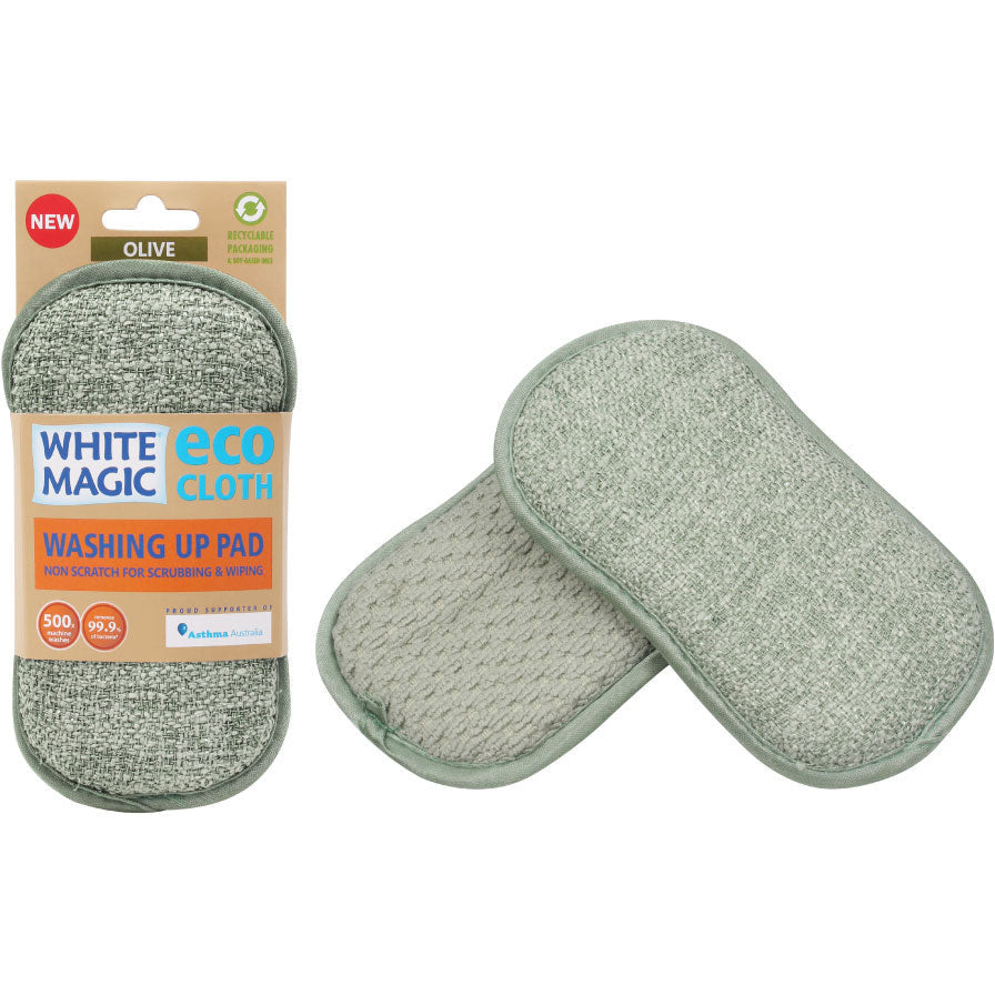 White Magic Eco Cloth Washing Up Pad Olive