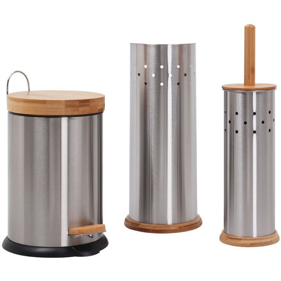 White Magic Eco Basics 3 in 1 Bathroom Set - Stainless Steel
